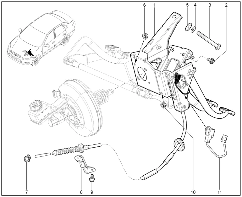 Педальный узел (учебный автомобиль с механической КПП)