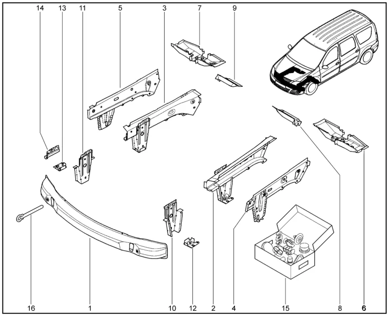 Элементы кузова нижние передние (двигатель RENAULT)