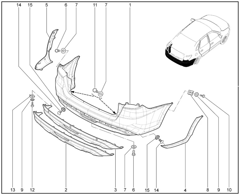 Бампер задний (лифтбек Cross)