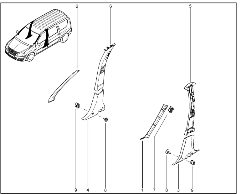 Обивки стоек (фургон)