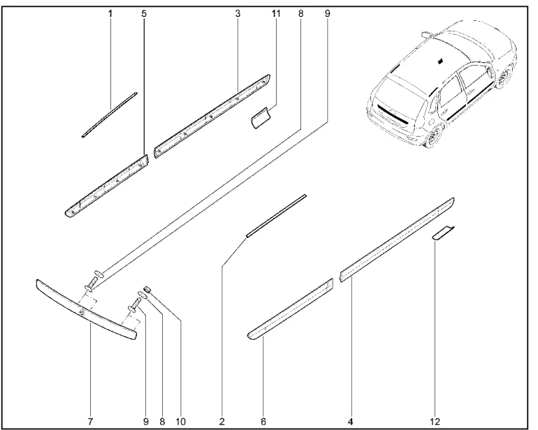 Молдинги, накладки, облицовки (хэтчбек)
