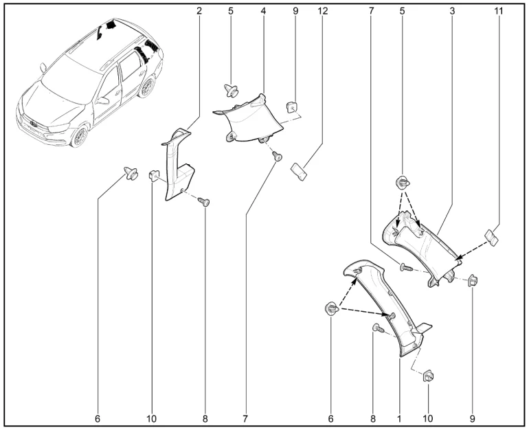 Обивки задних стоек (универсал)