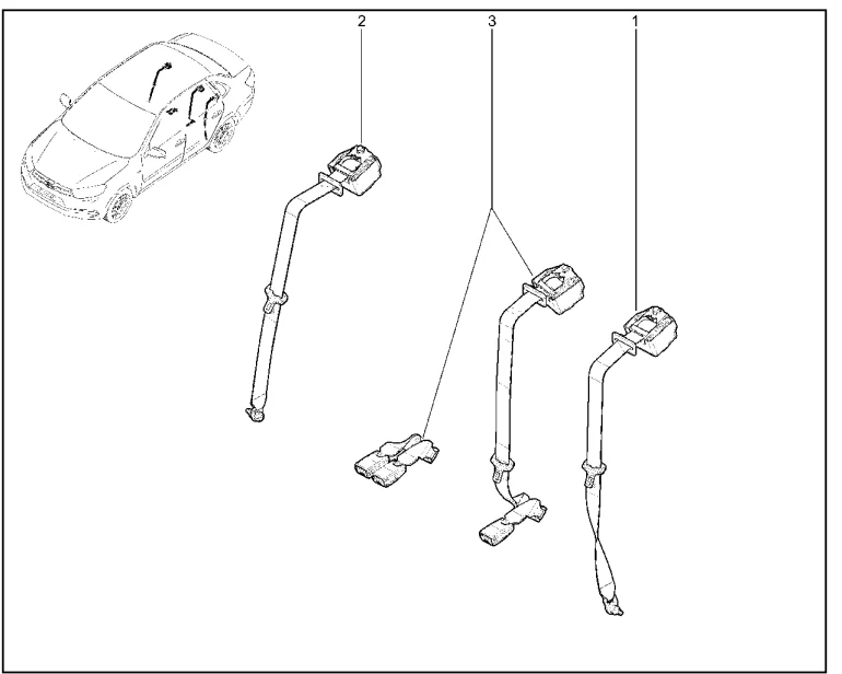 Ремни безопасности задние (седан до 11.2019)