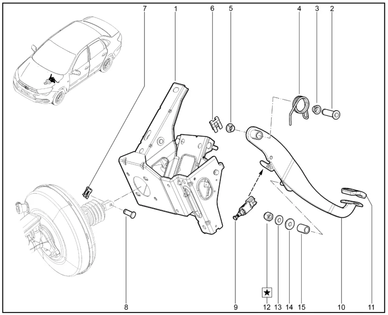 Педаль тормоза (учебный автомобиль)