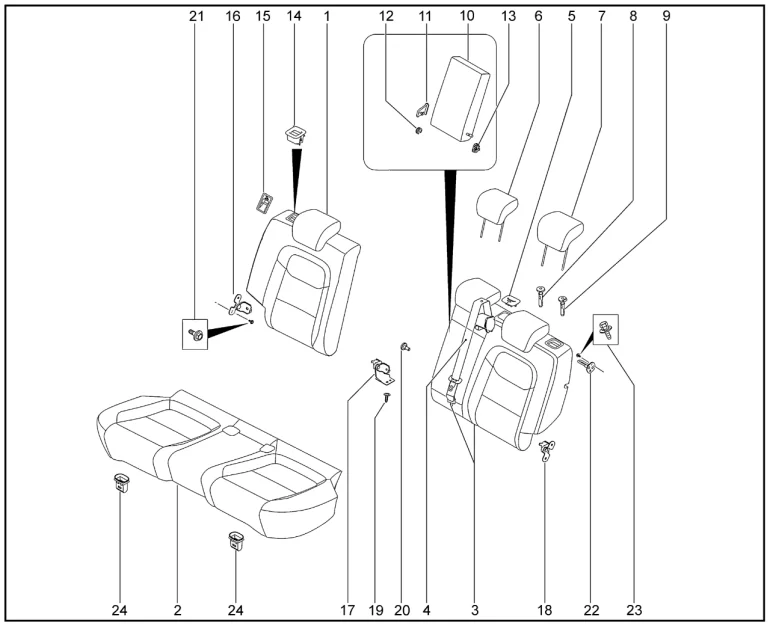 Спинка, подушка сидений второго ряда для XCITE X-Cross 7, Chery Tiggo 7 Pro