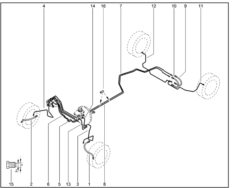 Шланги, трубки тормозные (c ABS) (K4M,K7M)