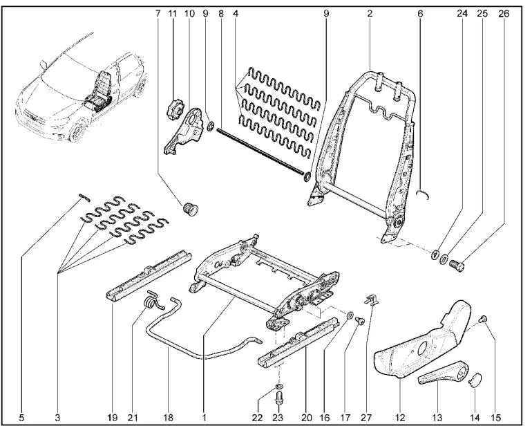 Каркас сиденья водителя (с высотной регулировкой)