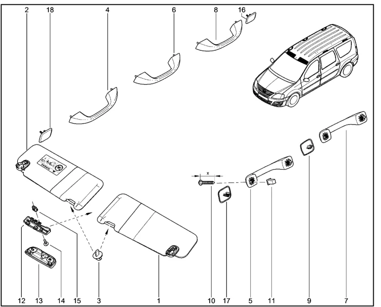 Козырьки, поручни