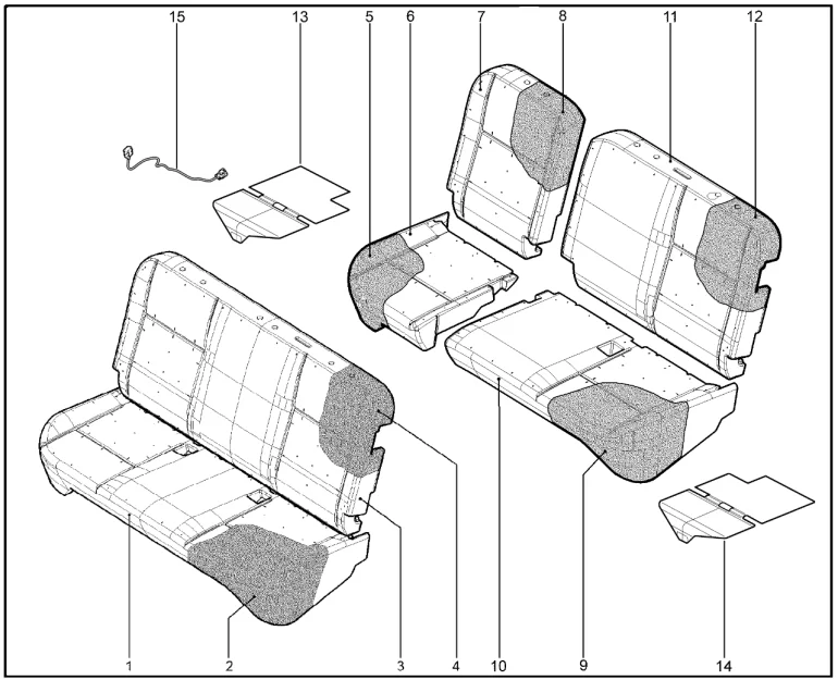 Обивка, набивка сидений второго ряда