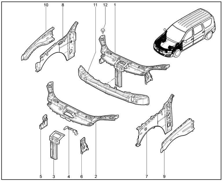 Элементы кузова передние, боковины (двигатель VAZ)( FL)
