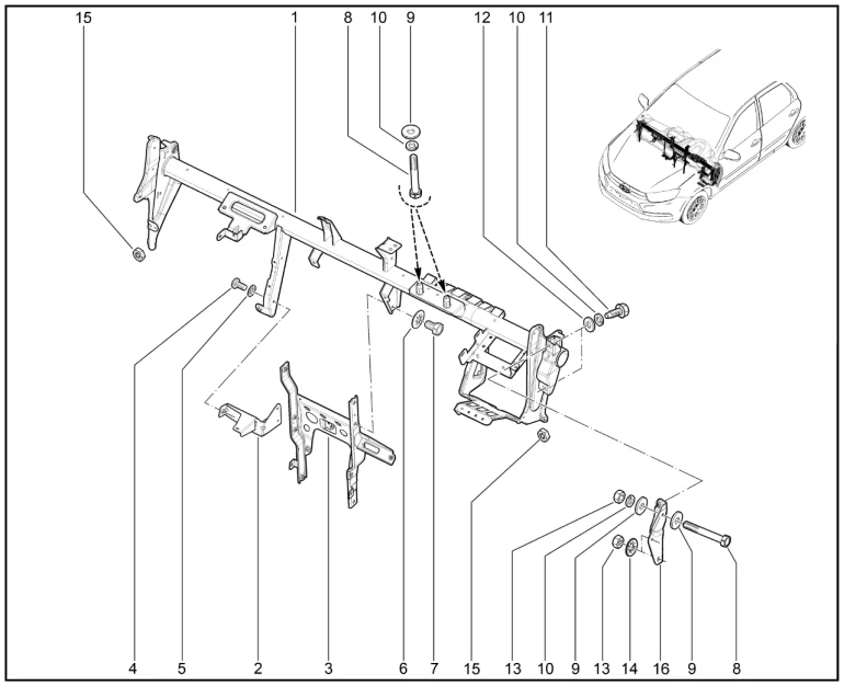 Поперечина панели приборов (FL) с 30.07.2018