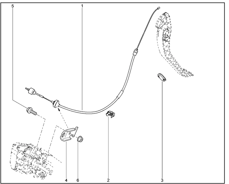 Трос привода сцепления (K7M)(пятиместный)