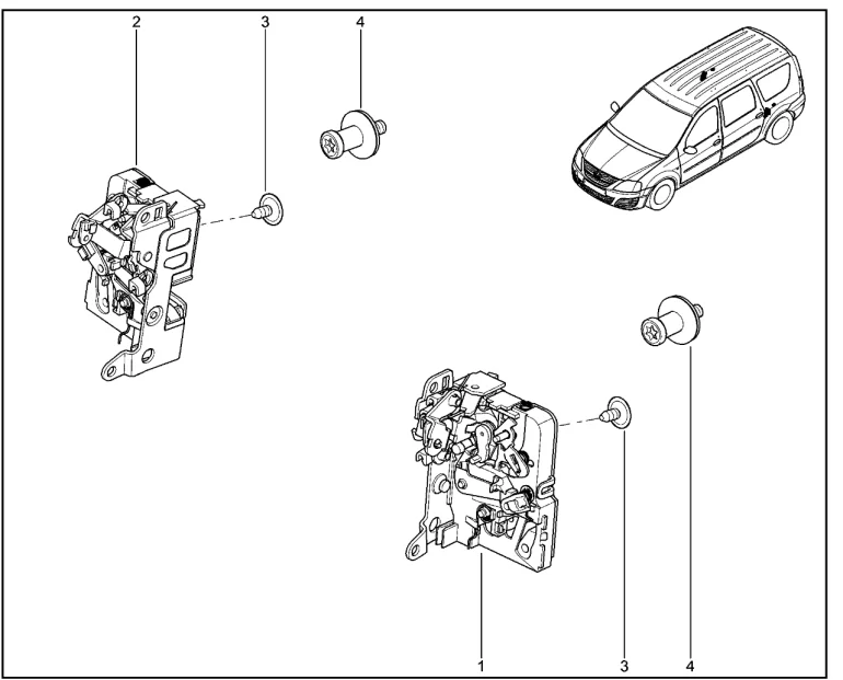 Замки дверей задних (механические)
