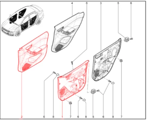 Обивка передней двери для Lada Iskra