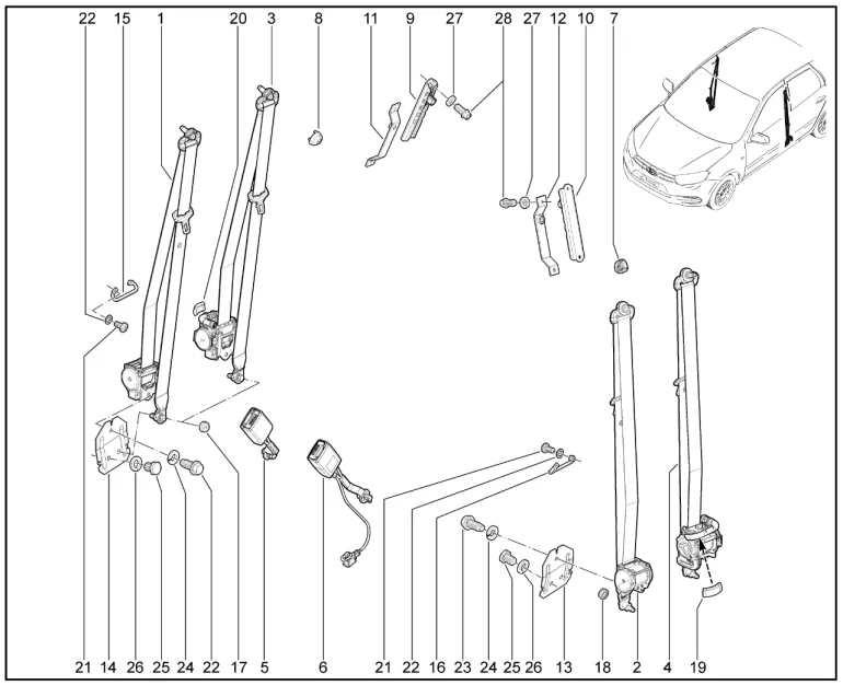 Ремни безопасности передние
