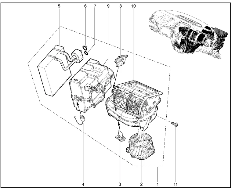 Вентилятор отопителя (деталировка)