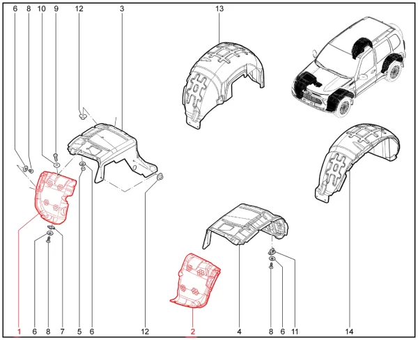 Кожух защитный передней арки для Lada Niva Travel 1.8л