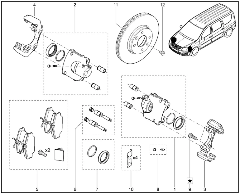 Тормоз передний (K4M,P3M,P4M) (до 12.2023)