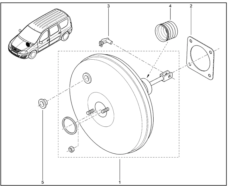 Усилитель тормозов вакуумный (K4M,K7M)