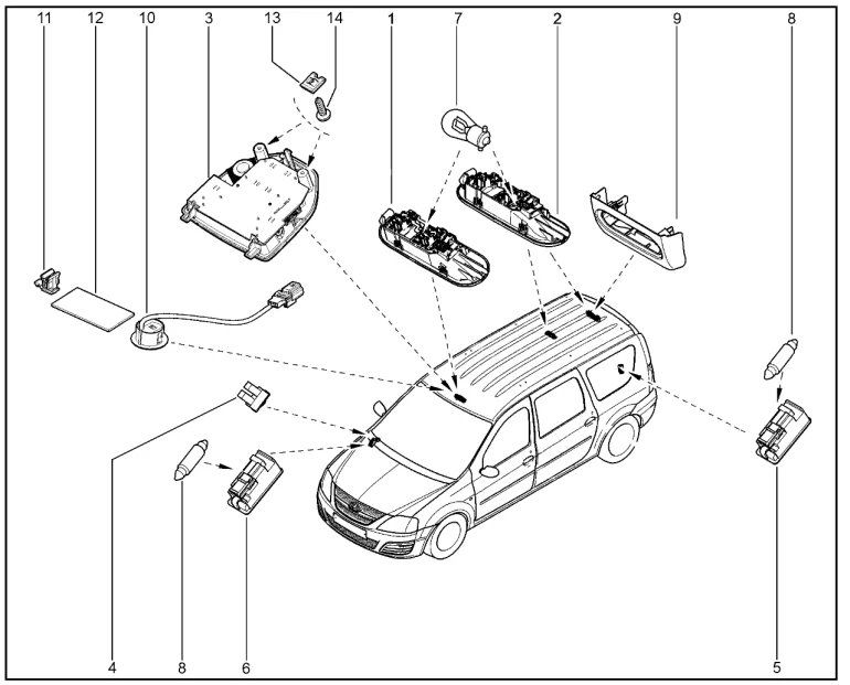 Плафоны освещения салона