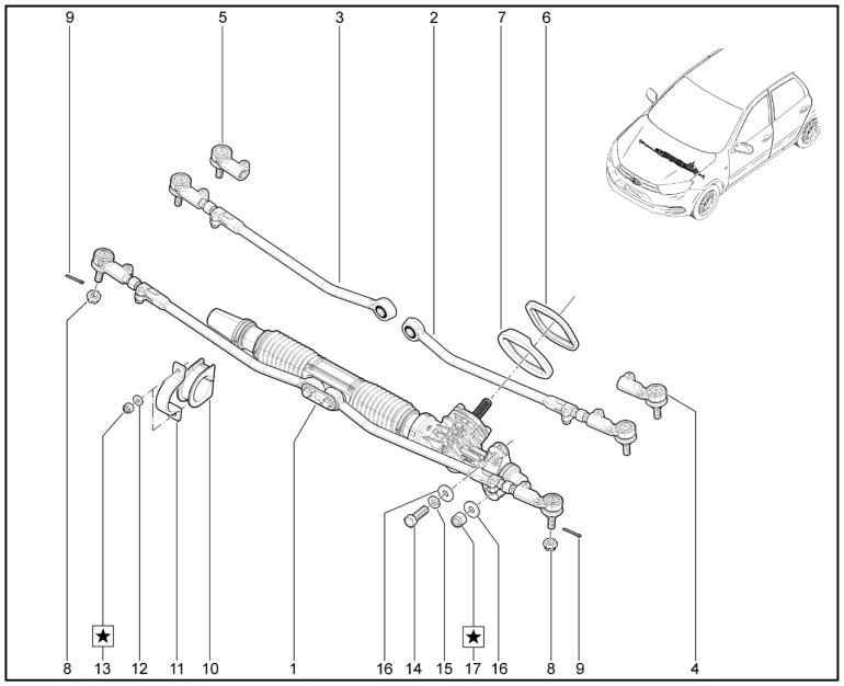 Механизм рулевой с тягами в сборе