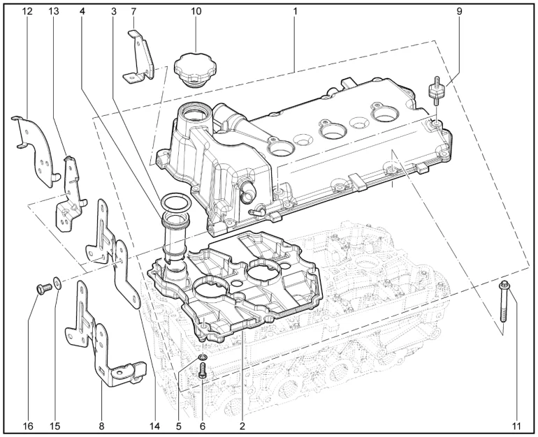 Крышка головки блока цилиндров (P4M + КПП 5 ст.)