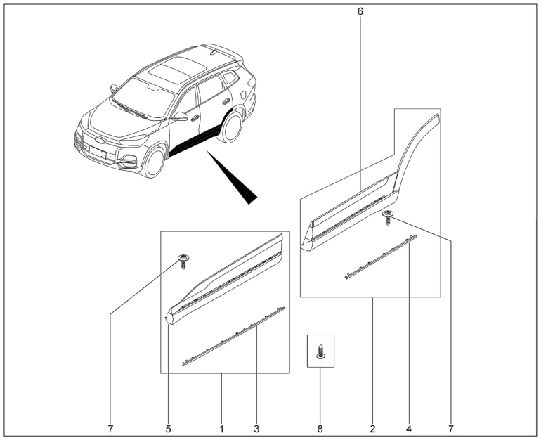 Накладки дверей для XCITE X-Cross 8, Chery Tiggo 8 Pro