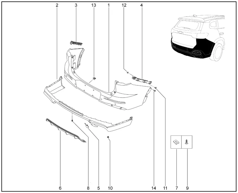 Бампер задний Е2, E3 для XCITE X-Cross 8, Chery Tiggo 8 Pro