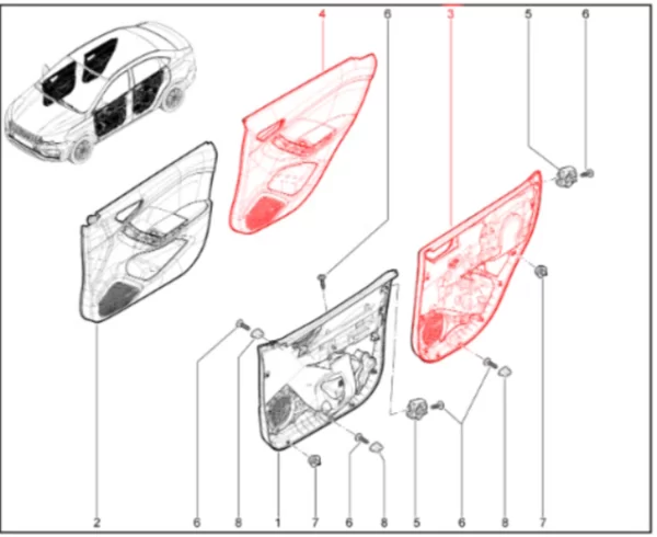 Обивка задней двери для Lada Iskra