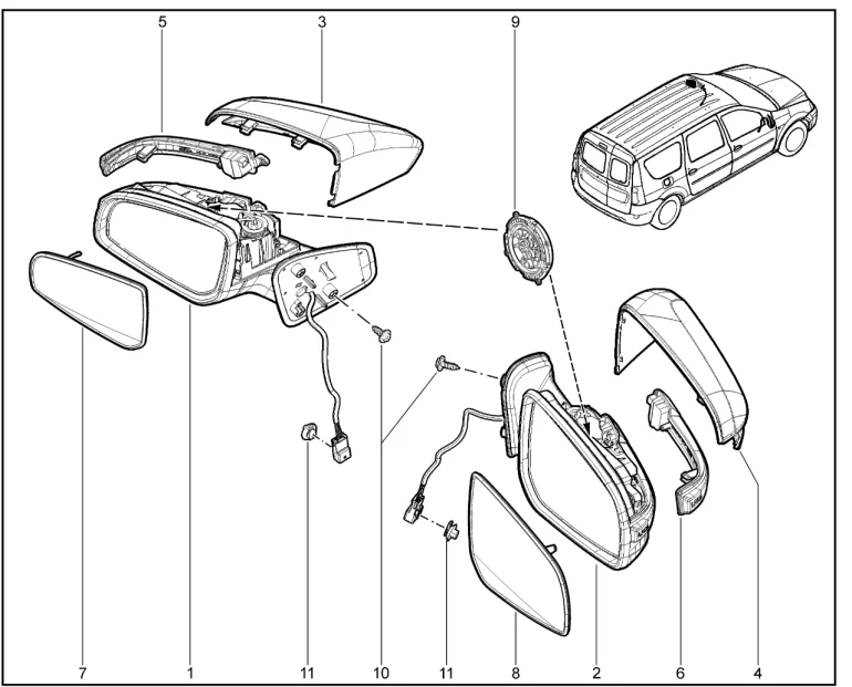 Зеркала заднего вида наружные (FL)