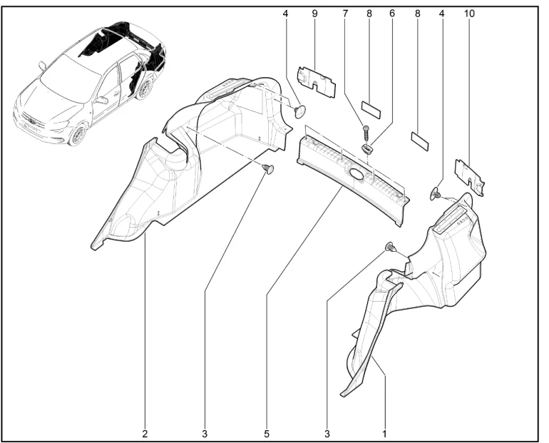 Обивка арки боковины и задка (седан)