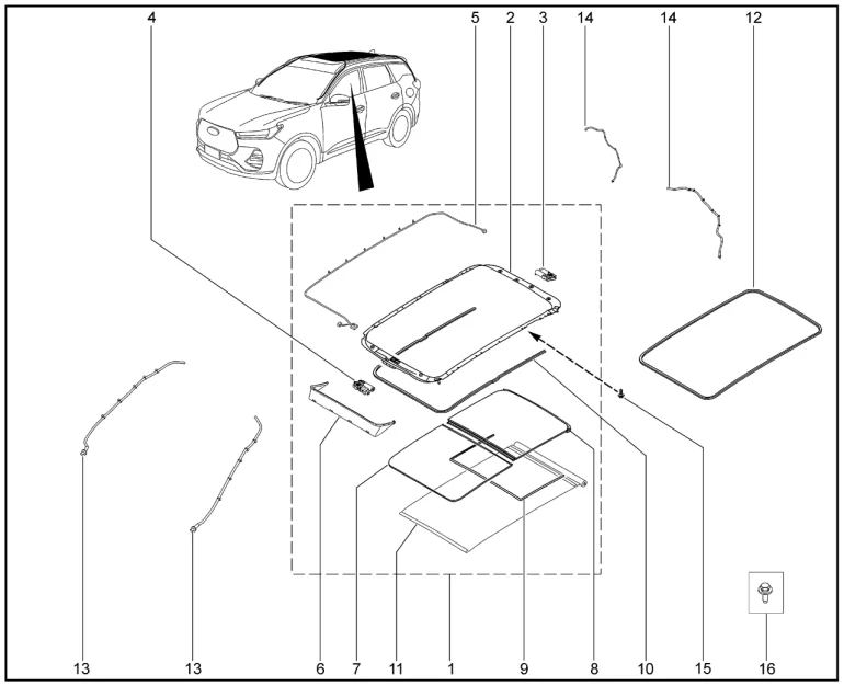 Система люка на крыше для XCITE X-Cross 8, Chery Tiggo 8 Pro