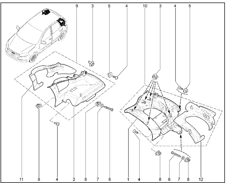 Обивки задних стоек (хэтчбек)