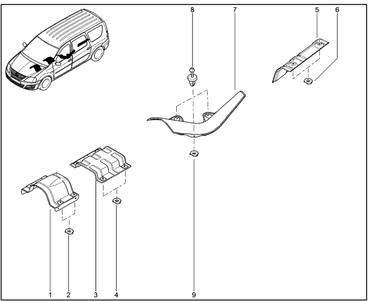 Термоэкраны системы выпуска (K7M)