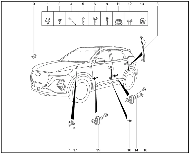 Ограничители дверей для XCITE X-Cross 7, Chery Tiggo 7 Pro