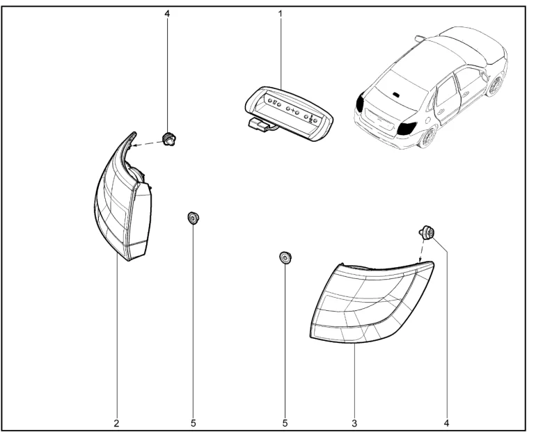 Фонари задние (седан)