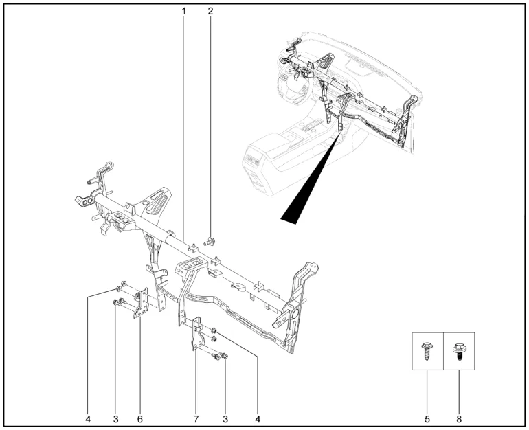 Поперечина панели приборов для XCITE X-Cross 8, Chery Tiggo 8 Pro
