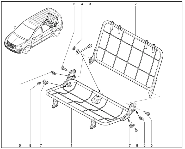 Каркас сидений третьего ряда (100)