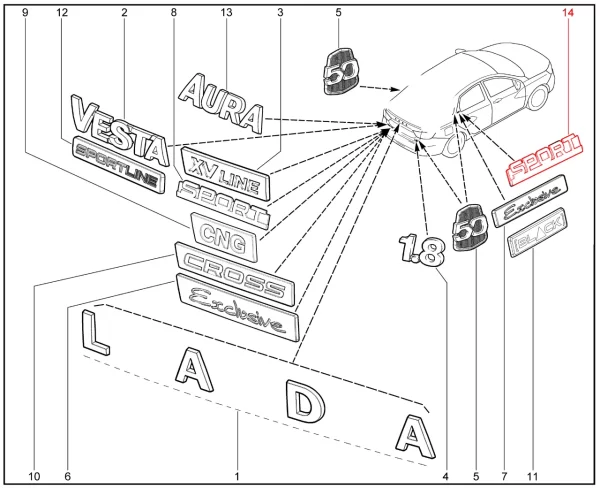 Орнамент боковой Sport Black (Черный)