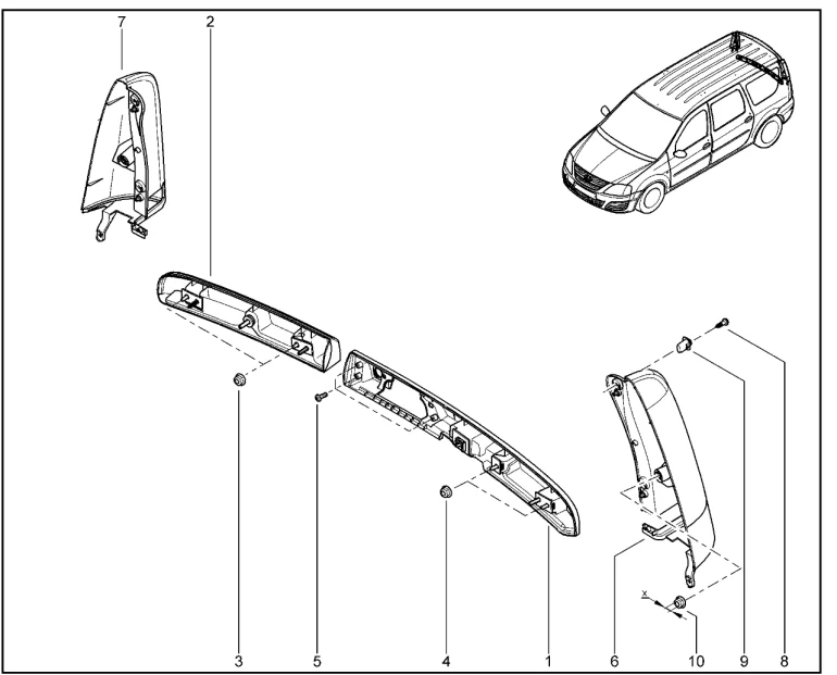 Накладки дверей задка