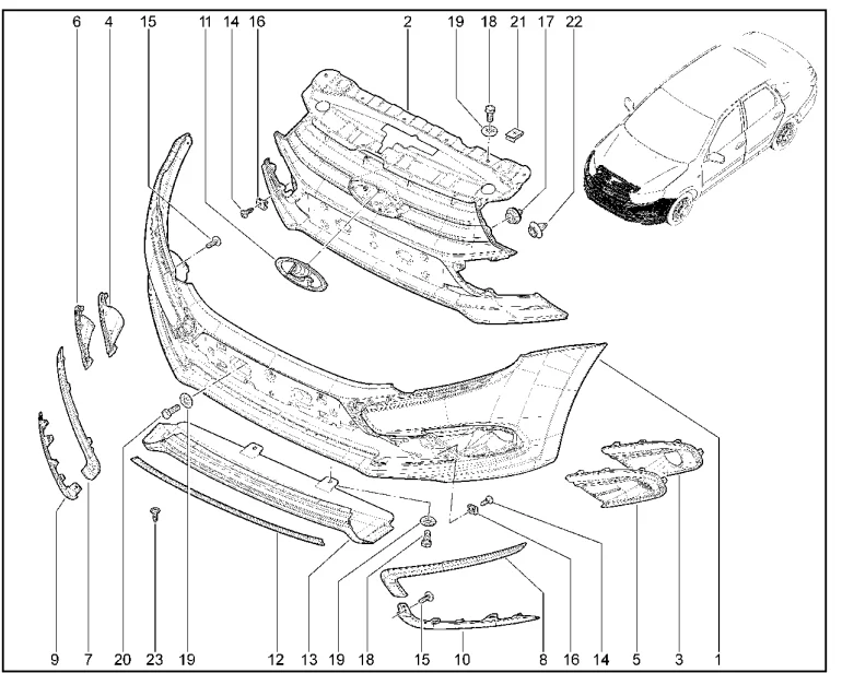 Бампер передний (FL) с 30.07.2018