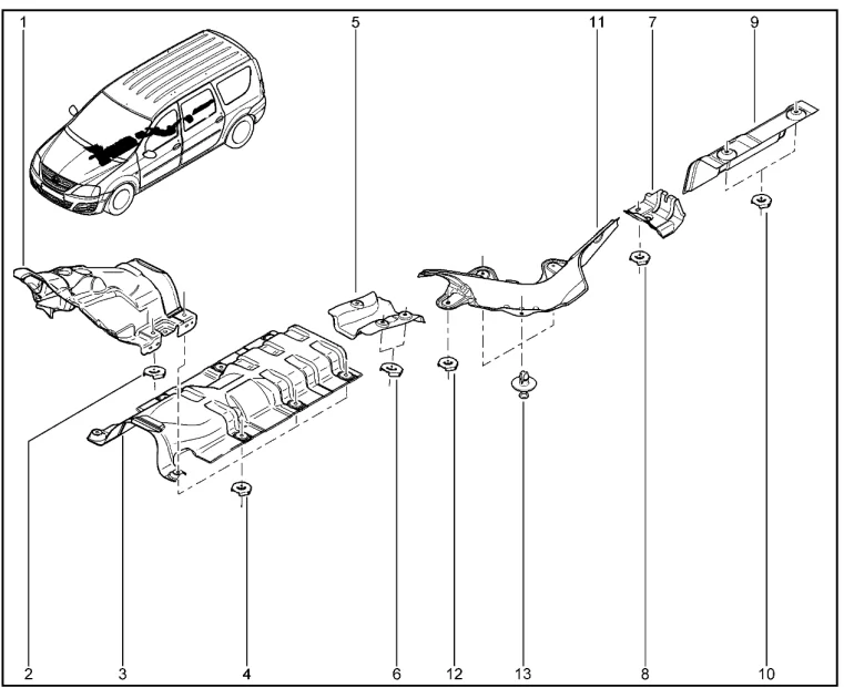 Термоэкраны системы выпуска (P3M,P4M)