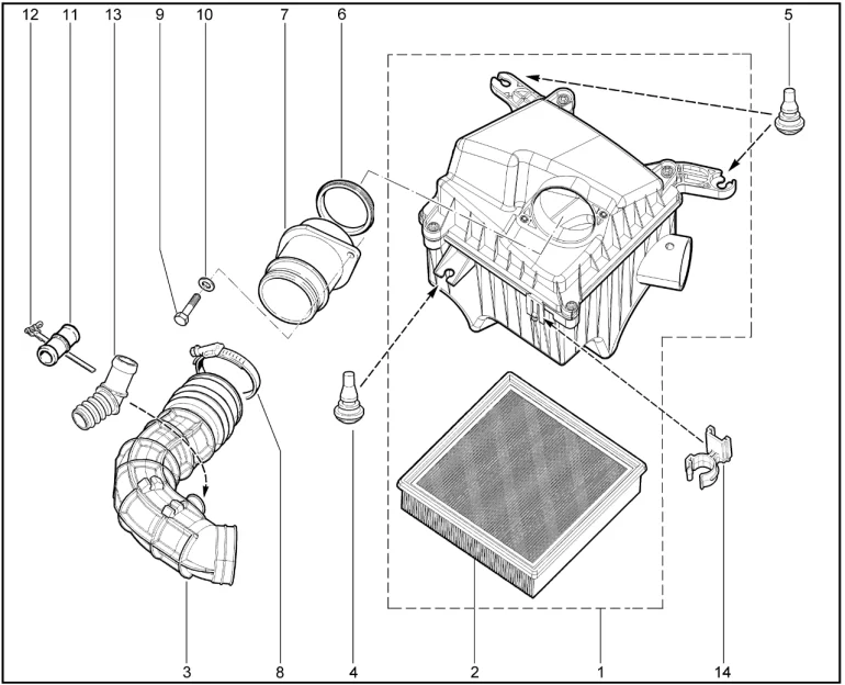 Фильтр воздушный (деталировка)(дв. 11182,21127)
