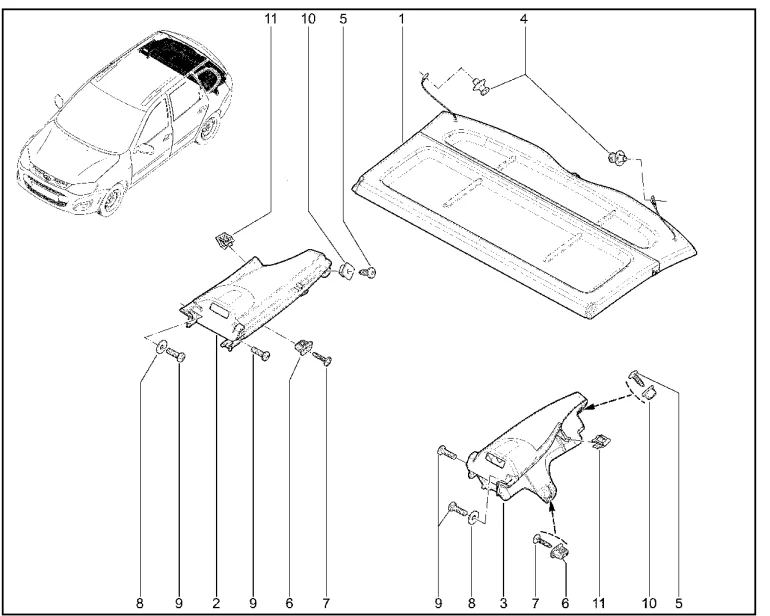Полка багажника (универсал)