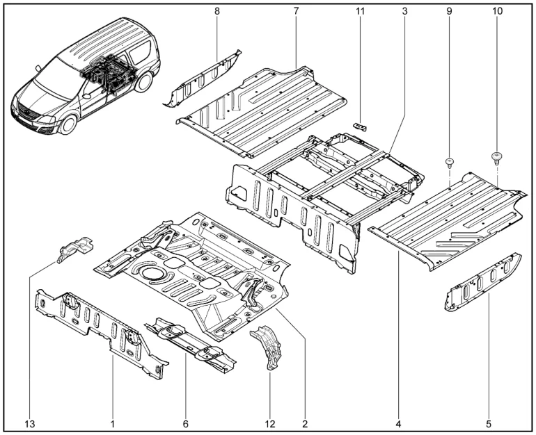 Элементы кузова нижние задние
