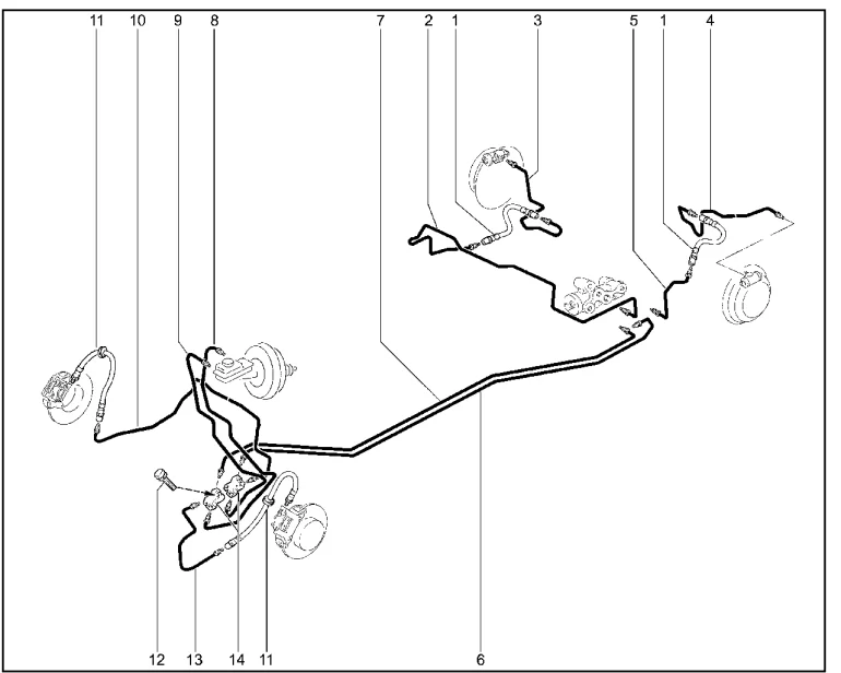 Шланги, трубки тормозные (без ABS)