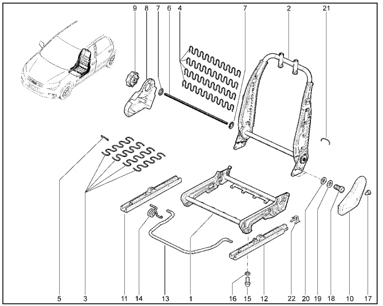 Каркас сиденья водителя (без высотной регулировки)