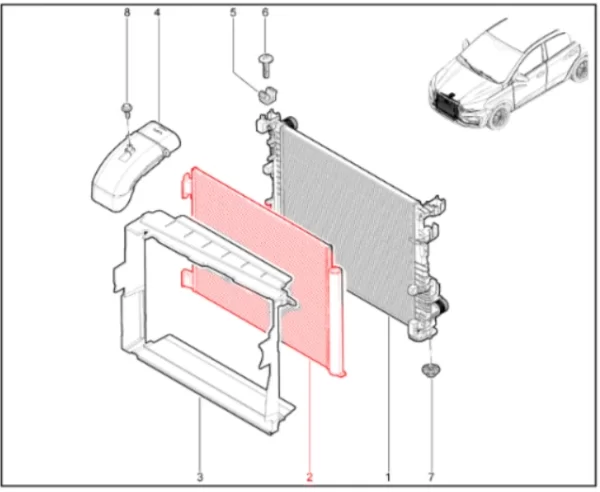 Конденсатор (радиатор) кондиционера для Lada Iskra