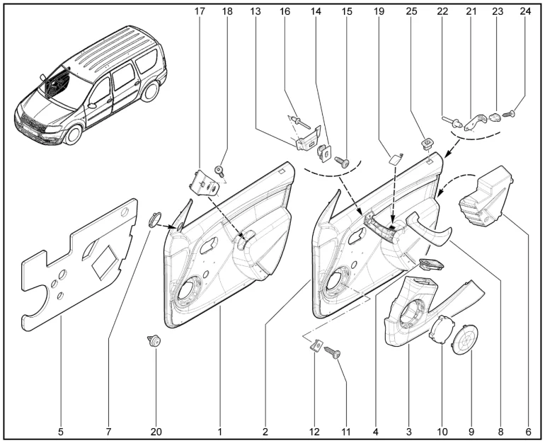 Обивка передней правой двери (FL)