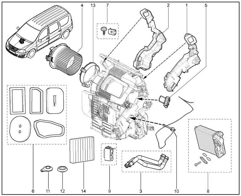 Отопитель (с 2015) деталировка